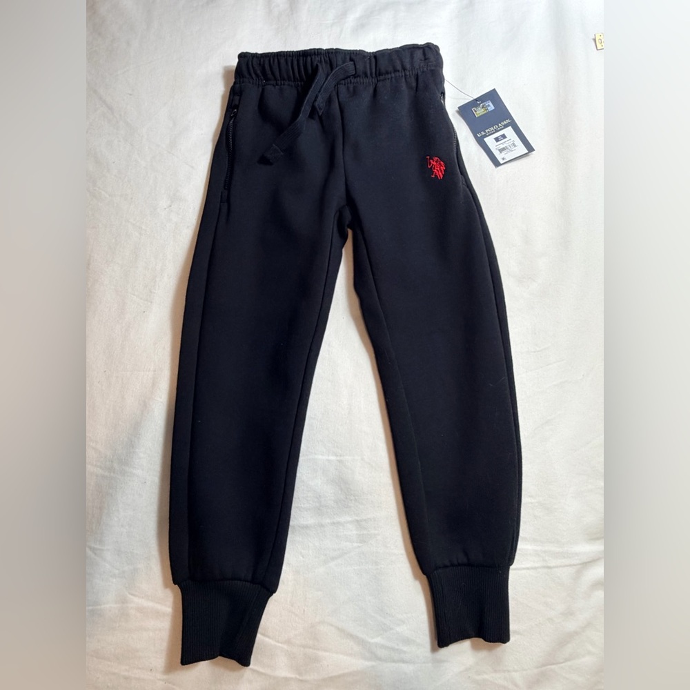 NWT U.S. Polo Assn. Boys Navy Blue Joggers Size XS (4-5) Tech Fleece Pants
